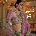 Pink Organza Saree with Zari Embroidered Border Designer Blouse