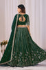 Elegant Rama Green Faux Georgette Embroidered Designer Lehenga Choli with Dupatta for Wedding