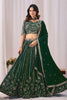 Elegant Rama Green Faux Georgette Embroidered Designer Lehenga Choli with Dupatta for Wedding