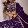 Stylish Purple Faux Georgette Embroidered Designer Lehenga Choli with Dupatta for Wedding