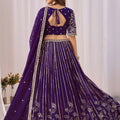 Stylish Purple Faux Georgette Embroidered Designer Lehenga Choli with Dupatta for Wedding