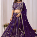 Stylish Purple Faux Georgette Embroidered Designer Lehenga Choli with Dupatta for Wedding