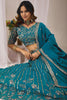 Superb Teal Blue Faux Georgette Embroidered Designer Lehenga Choli with Dupatta for Wedding