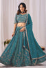 Superb Teal Blue Faux Georgette Embroidered Designer Lehenga Choli with Dupatta for Wedding