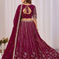 Gorgeous Wine Faux Georgette Embroidered Designer Lehenga Choli with Dupatta for Wedding