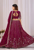 Gorgeous Wine Faux Georgette Embroidered Designer Lehenga Choli with Dupatta for Wedding