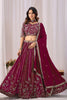 Gorgeous Wine Faux Georgette Embroidered Designer Lehenga Choli with Dupatta for Wedding
