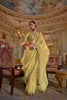 Mustard Yellow Organza Saree Green Floral Embroidered Border 