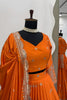 Luxury Orange Satin Silk Lehenga Choli Heavy Sequins Embroidery Border Dupatta