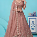 Exquisite Dusty Pink Chandnia Silk Heavy Designer Lehenga Choli with Multi Thread Work