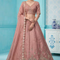 Exquisite Dusty Pink Chandnia Silk Heavy Designer Lehenga Choli with Multi Thread Work