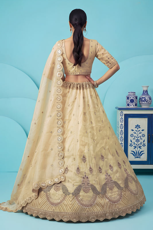 Radiant Light Yellow Chandnia Silk Heavy Designer Lehenga Choli with Multi Thread Work