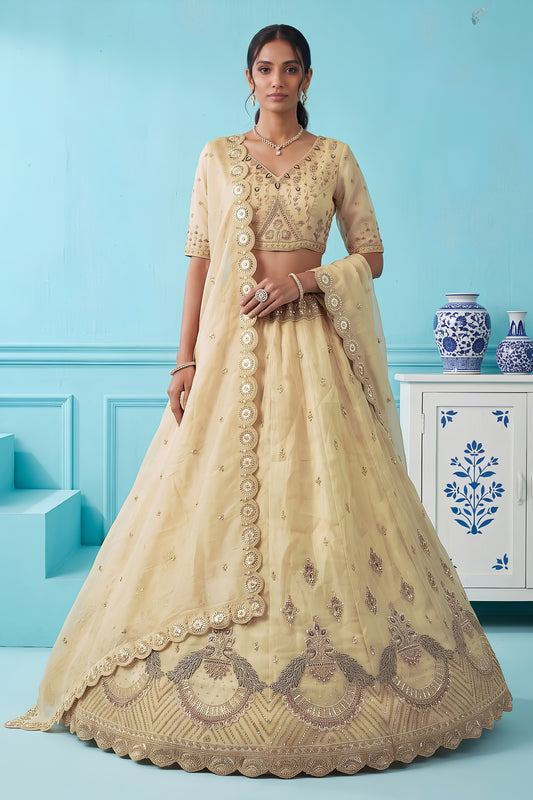 Radiant Light Yellow Chandnia Silk Heavy Designer Lehenga Choli with Multi Thread Work