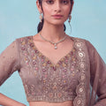 Stylish Brown Chandnia Silk Heavy Designer Lehenga Choli with Multi Thread Work