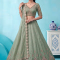 Graceful Pista Green Chandnia Silk Heavy Designer Lehenga Choli with Multi Thread Work