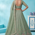 Graceful Pista Green Chandnia Silk Heavy Designer Lehenga Choli with Multi Thread Work