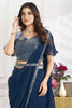 Navy Blue Designer Saree with Sequins Embroidered Blouse