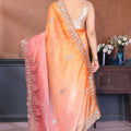 Peach Pink Embroidered Organza Silk Saree Designer Border