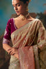 Pastel Green Peach Embroidered Silk Saree Festive Wear