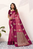 Rani Pink Wine Kanjivaram Silk Saree with Rich Gold Zari Border 