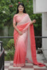 Peach Pink Georgette Saree Embroidered Border Designer Blouse