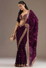 Wine Purple Silk Saree Heavy Zari Embroidery Border Designer Blouse