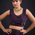 Dark Purple Embroidered Silk Saree with Designer Blouse