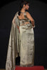Gold Shimmer Silk Saree Heavy Zari Stone Embroidered Border