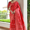 Elegant Red Cotton Silk Saree with Traditional Woven Border 