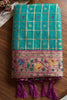 Teal Green Paithani Silk Saree Zari Floral Woven Border Traditional Peacock Pallu