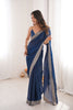 Navy Blue Organza Saree with Designer Embroidered Border
