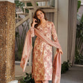 Elegant Dusty Pink Straight Cambric Cotton Printed Salwar Suit Matching Dupatta