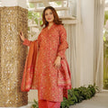 Vibrant Coral Pink Straight Cambric Cotton Digital  Printed Salwar Suit Designer Dupatta