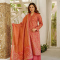 Vibrant Coral Pink Straight Cambric Cotton Digital  Printed Salwar Suit Designer Dupatta