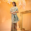 Pastel Green Designer Saree with Heavy Zari Embroidery Wedding Saree