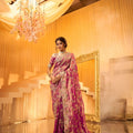 Magenta Pink Embroidered Silk Saree with Heavy Zari Work Wedding Wear