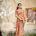 Rose Pink Heavy Silk Saree with Intricate Zari Work Wedding Saree 