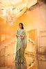 Designer Mint Green Embroidered Silk Saree with Heavy Floral Work 