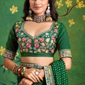 Green Bandhani Saree with Designer Blouse Festive Wear