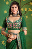 Green Bandhani Saree with Designer Blouse Festive Wear