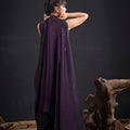 Dark Purple Embroidered Silk Saree with Designer Blouse