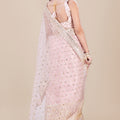 Pink Net Saree Heavy Sequins Embroidery Work Designer Blouse