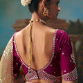 Pastel Green Peach Embroidered Silk Saree Festive Wear
