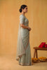 Mint Green Net Saree Heavy Silver Embroidered Border Designer Blouse