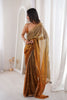 Copper Brown Organza Saree Golden Butti Work Embroidered Border