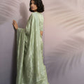 Pastel Green Silk Saree with Embroidered Border Designer Blouse