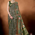 Green Bandhani Print Saree with Designer Pallu Wear Saree