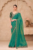Green Organza Saree with Embroidered Border Designer Blouse