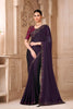 Deep Purple Designer Saree with Embroidered Border Maroon Blouse