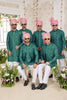 Stylish Teal Green Art Banarasi Silk Kurta Pyjama Set for Men with Designer Nehru Jacket